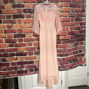 LT Lanting Bridal Dress Satin Lace Beaded maxi-Length Size Small